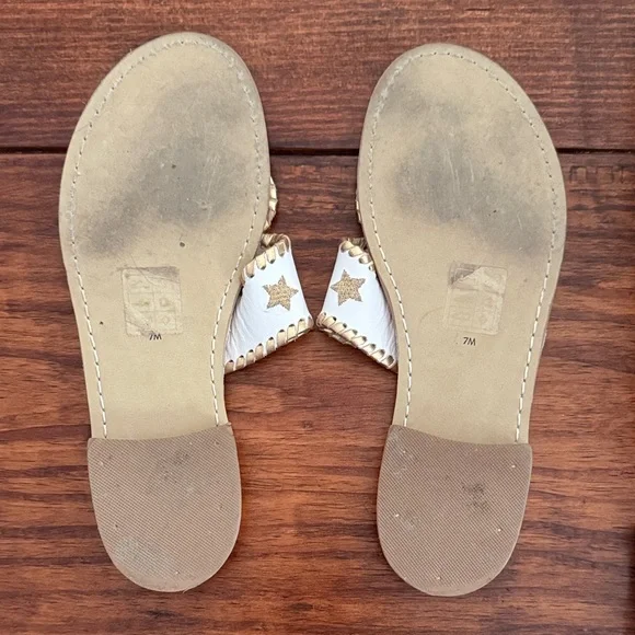 Jack Rogers White and Gold Star Embellished Sandals - Picture 2 of 5